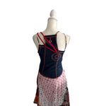 SAVE THE QUEEN! Asymmetrical Denim Red Logo Dress Size US 4 Photo 4