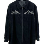 Club Z‎ Collection Velvet Top Womens 3X Black Shoulder Pad Embroidered Full Zip Size undefined Photo 0