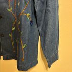 Haband Blue Denim Jacket with Colorful Floral Embroidery Size L Photo 6