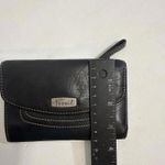 Fossil Vintage Y2K Black Card Holder Folding Zip Minimalist Snap Leather Wallet Photo 12