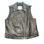 by Anthropologie Black Faux Leather Moto Vest Sleeveless Jacket‎ Small NWT Photo 1