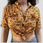 Urban Outfitters  Hawaiian Crop Top Tropical Palm Print Small Photo 0