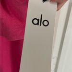 Alo Yoga  V Neck Cropped Hooded Pull Over Top Hot Pink French Terry Sz XL NWT Photo 9