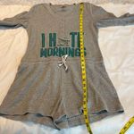 Sesame Street  Oscar the Grouch Romper Pajamas Women’s Juniors Small Thermal Gray Photo 7