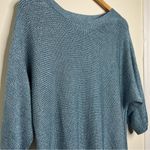Chico's Chico’s Winter Blue Rue Shine Pullover Sweater Size XL 16 Metallic Heavy Photo 4