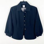 CAbi Abbott Cropped Black Balloon Sleeve Lined Button Jacket Blazer 3027 Size 4 Photo 4