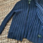 Ralph Lauren  Navy Silk Linen Blend Zip Up Knit Sweater Size Small Photo 7