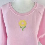 BP New  Flower Embroidered Short Sleeve Cropped Sweatshirt Pink Photo 4