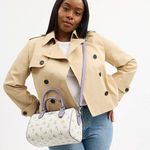 Coach NWT Rowan Satchel Bag With Floral Print CAL58 Silver/Chalk Multi Photo 3