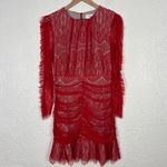Elliatt Ruched Lace Long Sleeve Mini Dress Red Romantic Size Small Photo 2