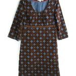 BODEN Corduroy Brown Blue Sheath Dress w Flaw Size 6 Photo 0