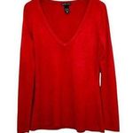New York & Company sweater women's L red V neck long sleeve pullover Size L Photo 0