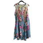 Aratta Silent Journey Dress Embroidered Beaded Semi Sheer Fairy Whimsy Size XL Blue Photo 1