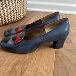 Vintage 60s 70s Imperial Block 2.5” Heel Shoes Navy Blue Black Red Grey 7 Photo 2