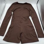 Fitness Fashioness Backless Long Sleeve Short Romper Brown Photo 2