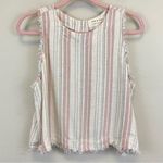 Cloth & Stone  Back Button Up Linen Blend Striped Tank Size M Photo 0
