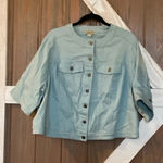 One World Blue/green waist jacket. Button front. Has pockets. Photo 0