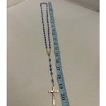 Blue Beaded Rosary Necklace Crucifix and Mary Centerpiece Christian Catholic Photo 5
