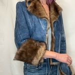 Gold East Spain Women's Vintage VTG Suede Leather Jacket M Med Medium Blue Brown Photo 3