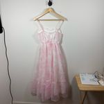 NWT Shein Mod Milkmaid Bustier Floral Chiffon Midi Dress White/Pink XS Pink Photo 12