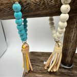 Twilight Gypsy Collective Beaded turquoise White stretch bracelets Boho tassels Blue Photo 4