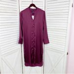 Banana Republic ‎ Satin Shirt Dress Long Sleeve Midi Burgundy XS Photo 8