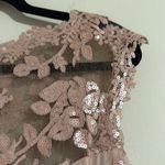 Tadashi Shoji  Pink Sequin Illusion Lace Dress blush mauve size 14 sleeveless Photo 5