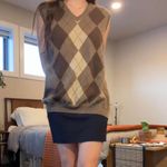 Van Heusen Vintage y2k  tan and brown argyle plaid knit vest 🔥 Photo 2