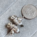 Vintage Sitting Farmer Wearing Hat Figure Mexico Silver Screw Back Earrings Photo 5