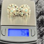 Vintage Native Sterling Silver Turquoise Petit Point Round Dome Post Earrings Photo 6