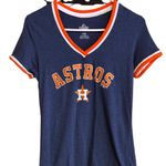 Majestic Houston Astros Womens V-Neck T-Shirt By Fan Fashion Size S Cotton/Poly Photo 0