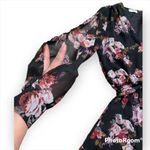 Tobi chiffon floral print faux wrap romper, long slit sleeve, lined, XS Photo 2