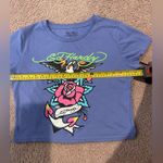 Ed Hardy  Pale Blue Graphic Print Crop Top Tee Photo 4