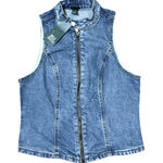 Wild Fable Denim Moto Vest Mock Neck Medium Wash  Sz XS NWT Fall Moto Biker Photo 0