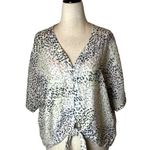 Rails Shirt Women Medium Ivory Linen Blend Thea The Rainbow Cheetah Print Blouse Photo 2