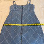 Forever 21 Zip Up Denim Mini Dress Diamond Pattern Stitched Juniors Sz Large Y2K Photo 9