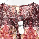 Anthropologie RAGA NWT Evalona Paisley Boho Blouse Peasant Red Bell Sleeve Top Photo 5