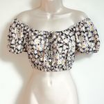 Lila Rose NEW Lily Rose Floral Off Shoulder Crop Top Daisy Floral Small Black White Photo 0