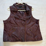 Burgundy Faux Leather Biker Vest iJeans by Buffalo XL – Chic & Edgy Red Photo 0