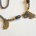 Vintage Gold Tone & Black Metal Dangling Fringe Tassel Boho Necklace Photo 6