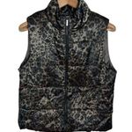 Kenneth Cole New York Puffer Vest Multi Cheetah Print Pocketed Full Zip size M Photo 0