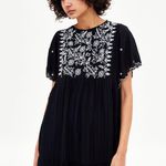 ZARA Black and White Floral Embroidered Boho Romper Photo 0