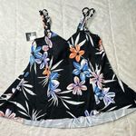 Island Escape Swim Island Escape Hawaiian Bloom Tankini Top size 8 NEW Black Photo 0
