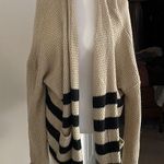 Urban Outfitters Cute and Cozy  Cream Black Striped Wrap Sweater Photo 0