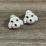 Pave Puppy Dog Earrings NWT Silver Photo 2
