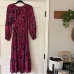 Ulla Johnson Helia Ruched Print Cotton Midi Dress Pink Snapdragon Size 2 Cut Out Photo 4