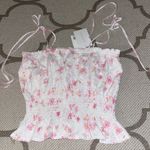 Lucy Paris   eyelet pink floral print blouse Photo 2