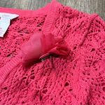 Candie's 2000s Hot Pink‎ Flower Knit Crochet Cardigan Sweater Womens Size Small/Medium Photo 2