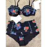 Tory Burch New.  black tea rose bikini set. L-bottom/M-top Normally $298 Photo 8
