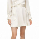 Babaton Aritzia Hyde Satin Matte Pearl Mini Wrap Dress Womens Size medium Photo 0